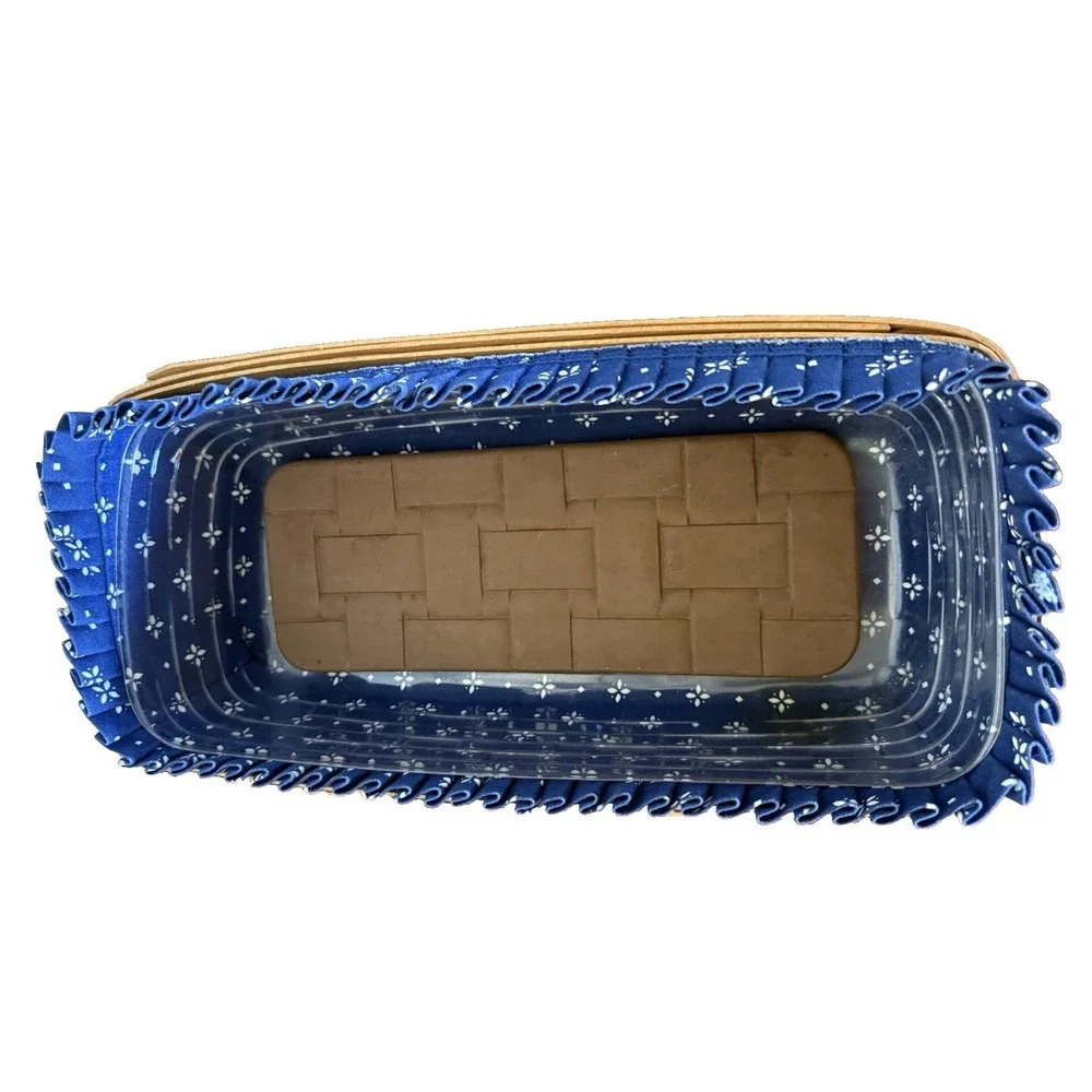 LONGABERGER 1993 BREAD BASKET Blue FABRIC LINER & PROTECTOR & BRICK, COTTAGECORE